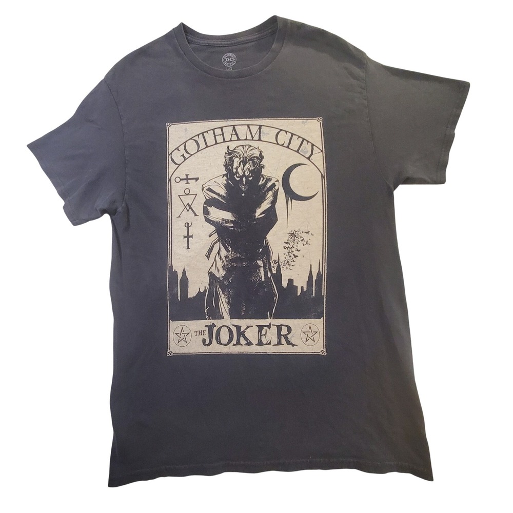 DC Comics Originals Mens The Joker Gotham City Graphic T-Shirt Gray Large